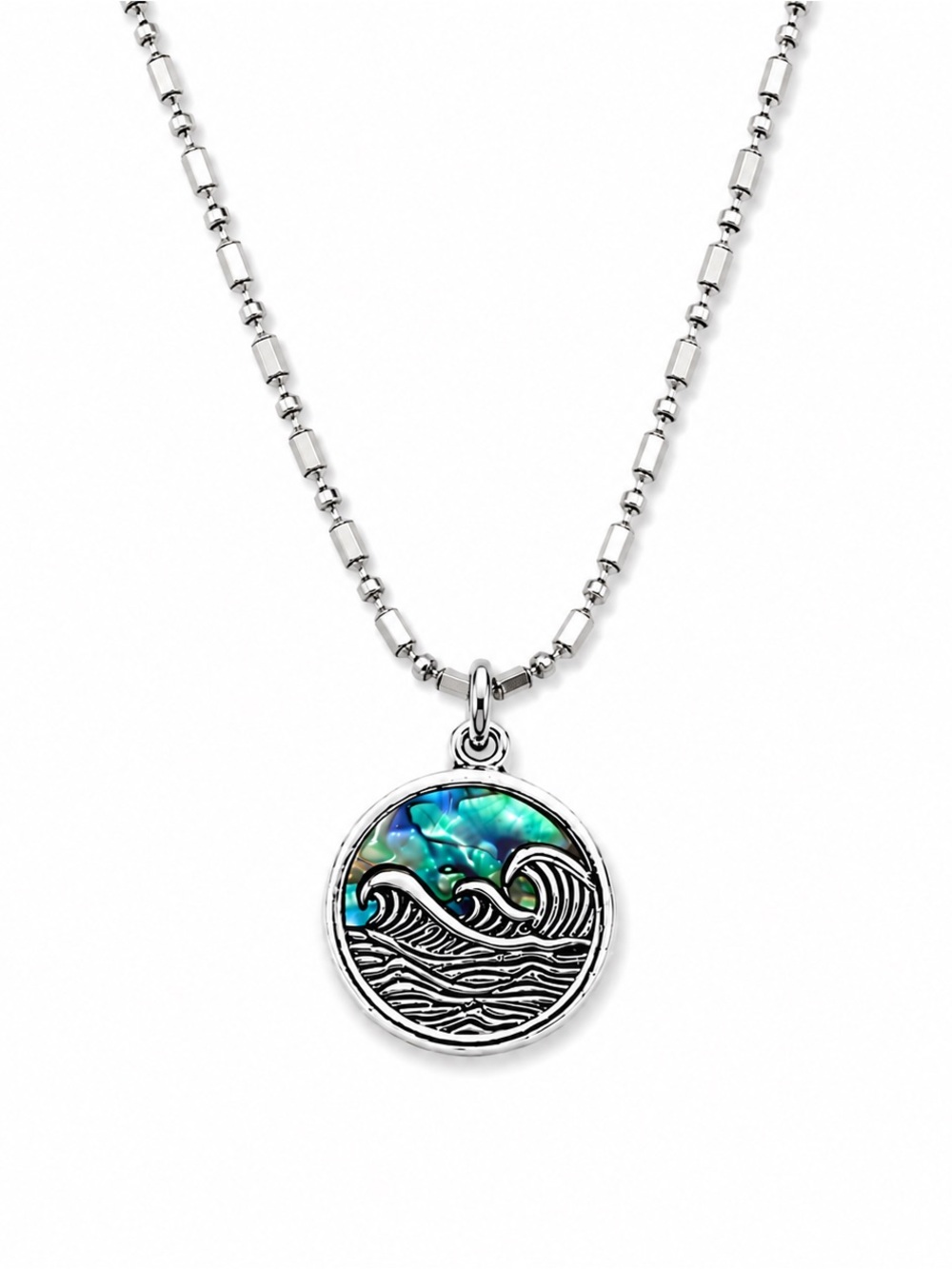 Adjustable Wave Shell Pendant Necklace with Easy Magnetic Freedom Clasp